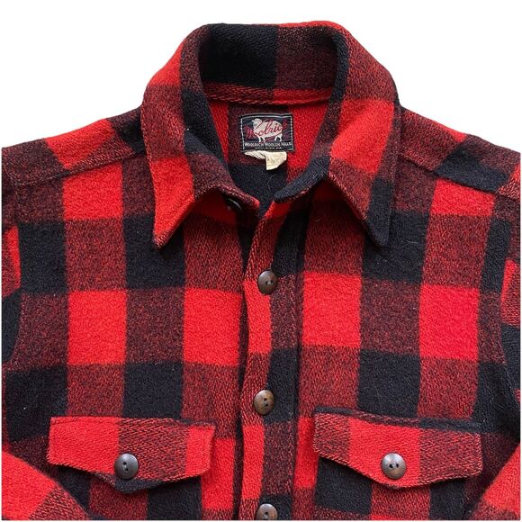 Vintage 40s Woolrich Shirt Buffalo Plaid Size 15 Heavy Wool 1940s Hunting